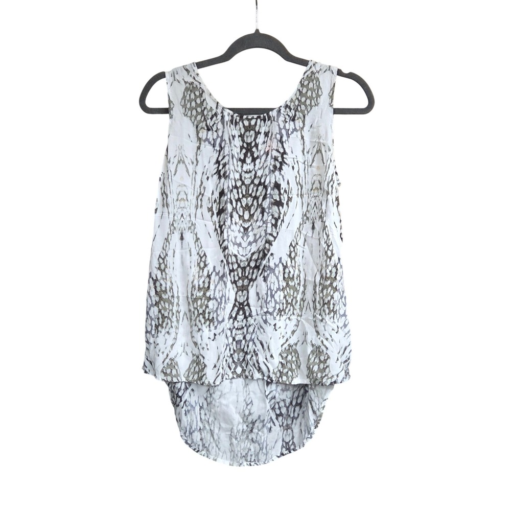 Tribal Jeans Snake Print High Low Tank‎ Top M Sleeveless Gray White 52530-229